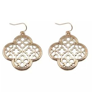 Rose Gold Tone Clover Filigree Earrings
